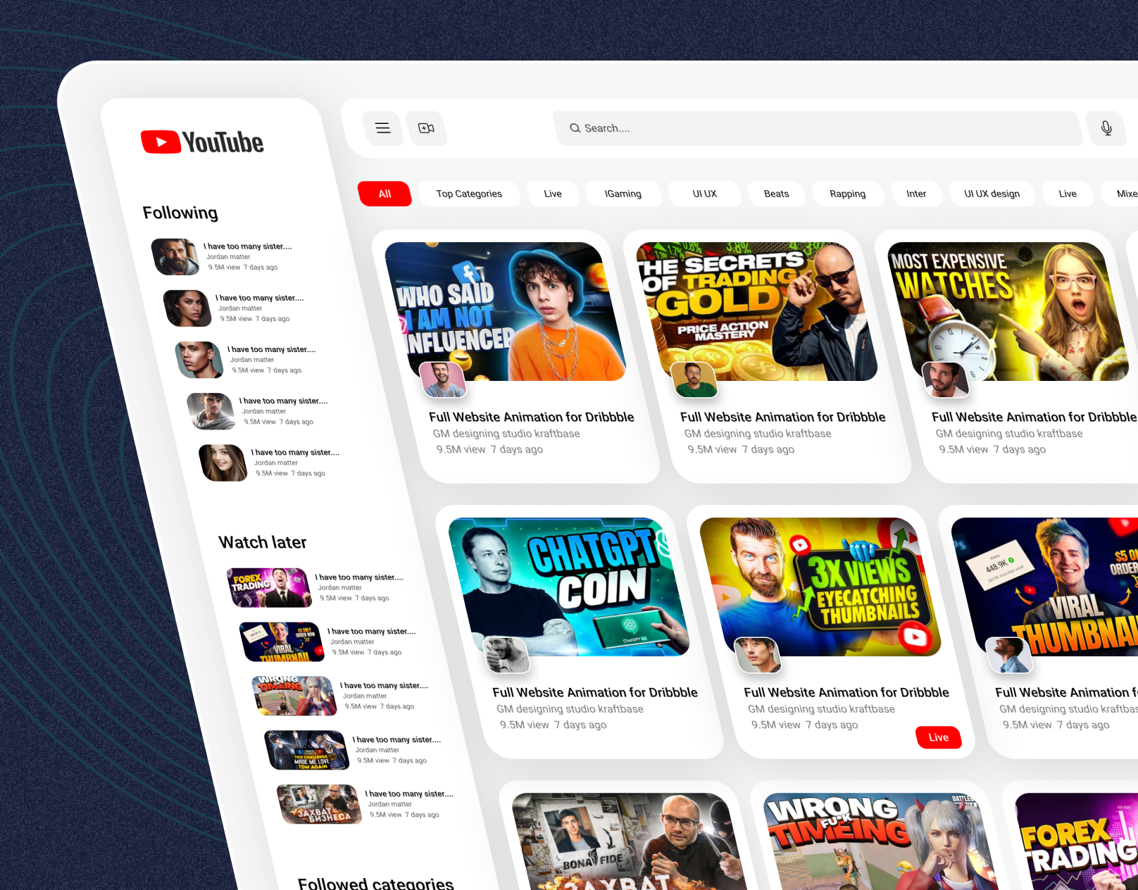 YouTube Website Redesign branding landing page design ui ui ux design ux design web web design website design