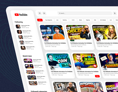 YouTube Website Redesign branding landing page design ui ui ux design ux design web web design website design