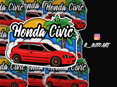 Honda civic sticker / logo design automotive badge car civic honda illustration jdm logo sticker tshirt vector