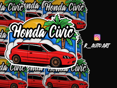 Honda civic sticker / logo design automotive badge car civic honda illustration jdm logo sticker tshirt vector