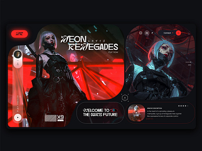 Neon Renegades clean cyberpunk futuristic graphic design ui unique ux webdesign