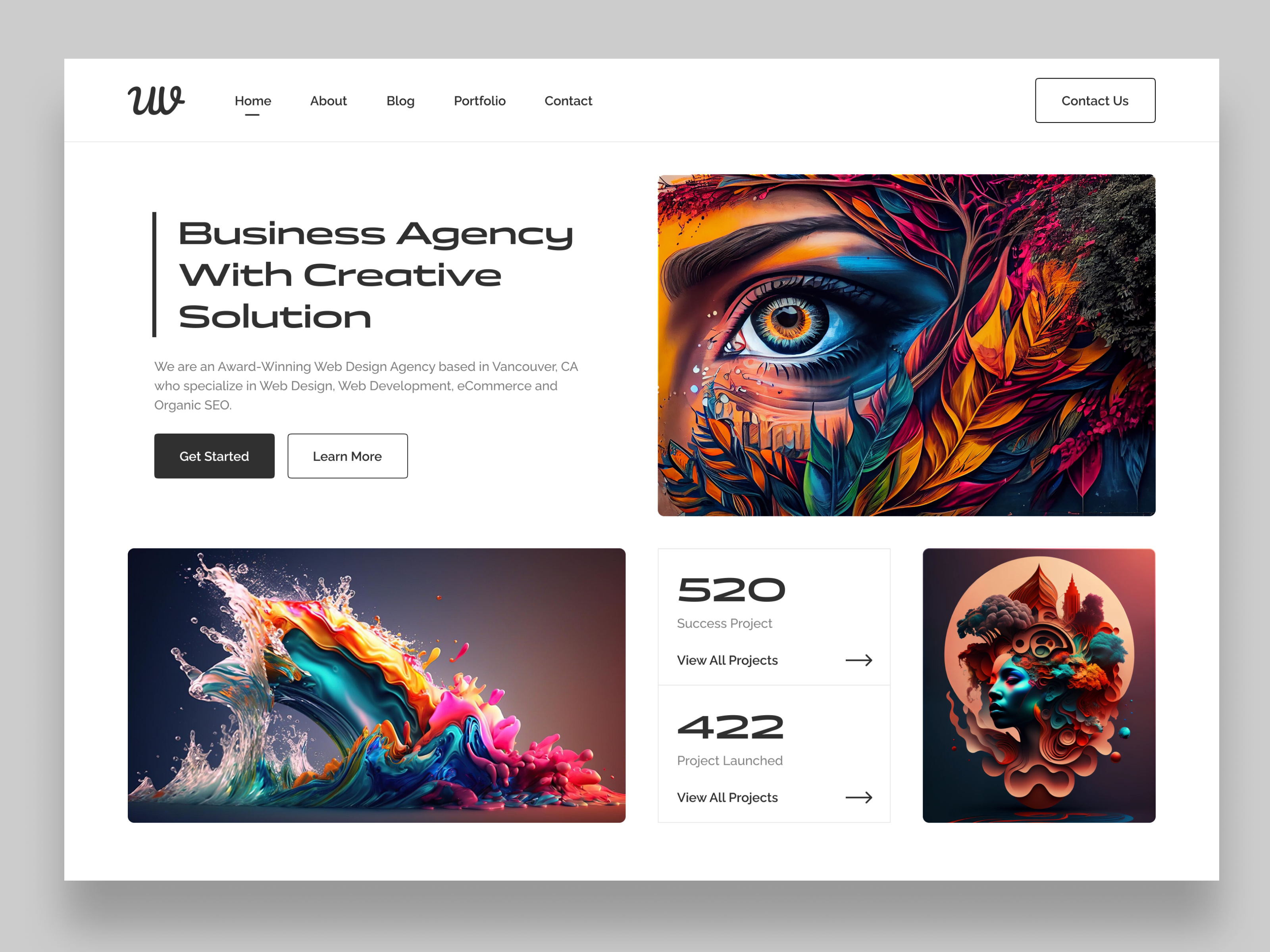 Creative Design Agency Landing Page agency agency website bold company creative creative agency dark light dark mode design digital agency home page landing page portfolio portfolio website studio ui web web design website website design