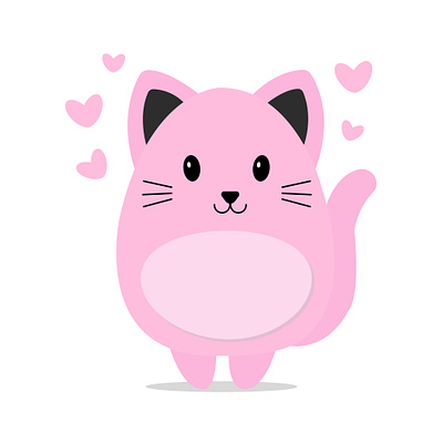 pink cat cartoon style animal cartoon cat cute design doodle drawing graphic design hearts illustration kids kitten kitty nubes pet pink sweet vector
