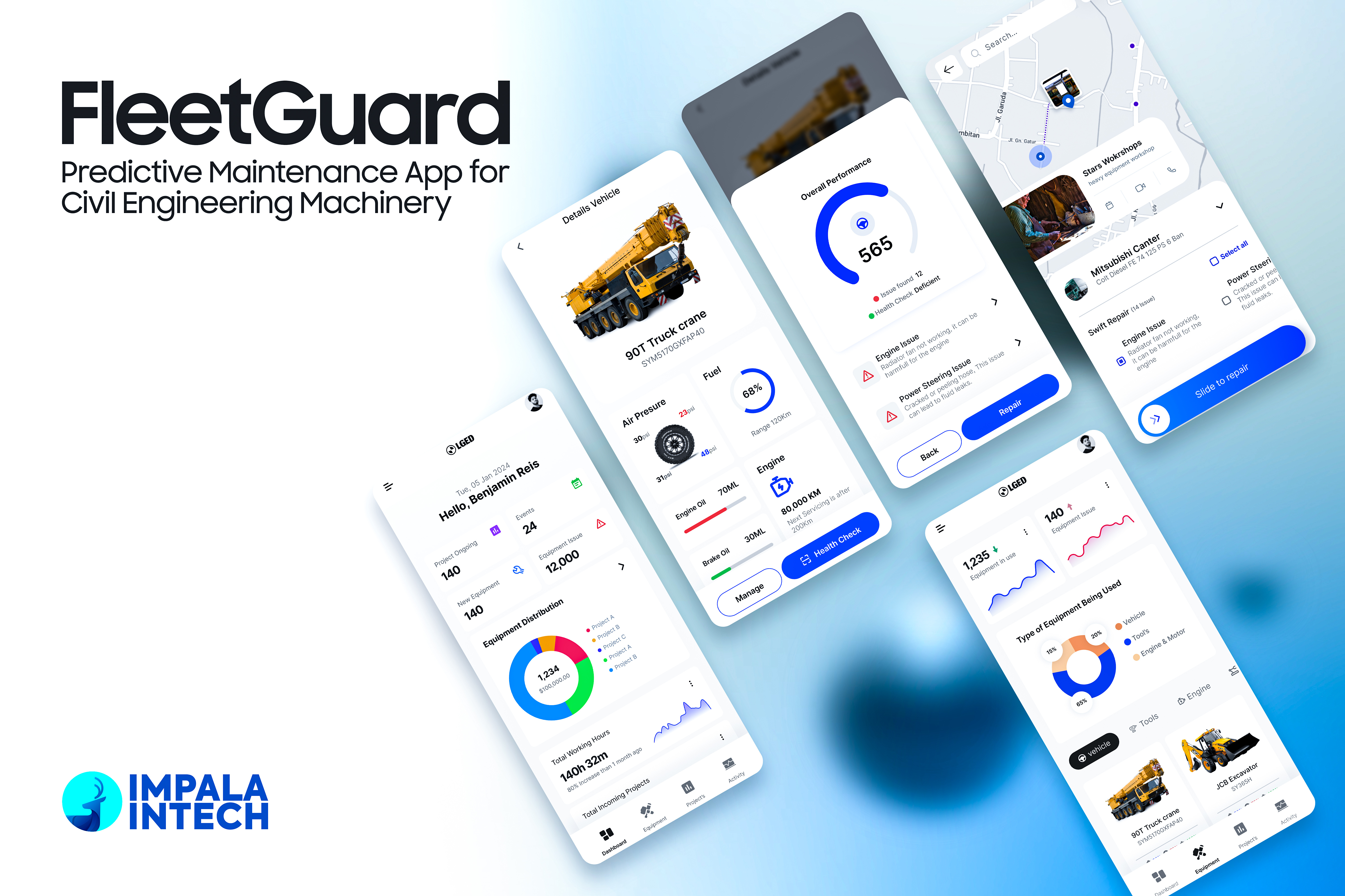 Predictive Maintenance App Pro android app app development civil engineering engineering machinery fleet app fleet management fleet management app graphic design ios app machinery mobile app mobile app design mobile app development prediction predictive app ui vehicle fleet vehicles