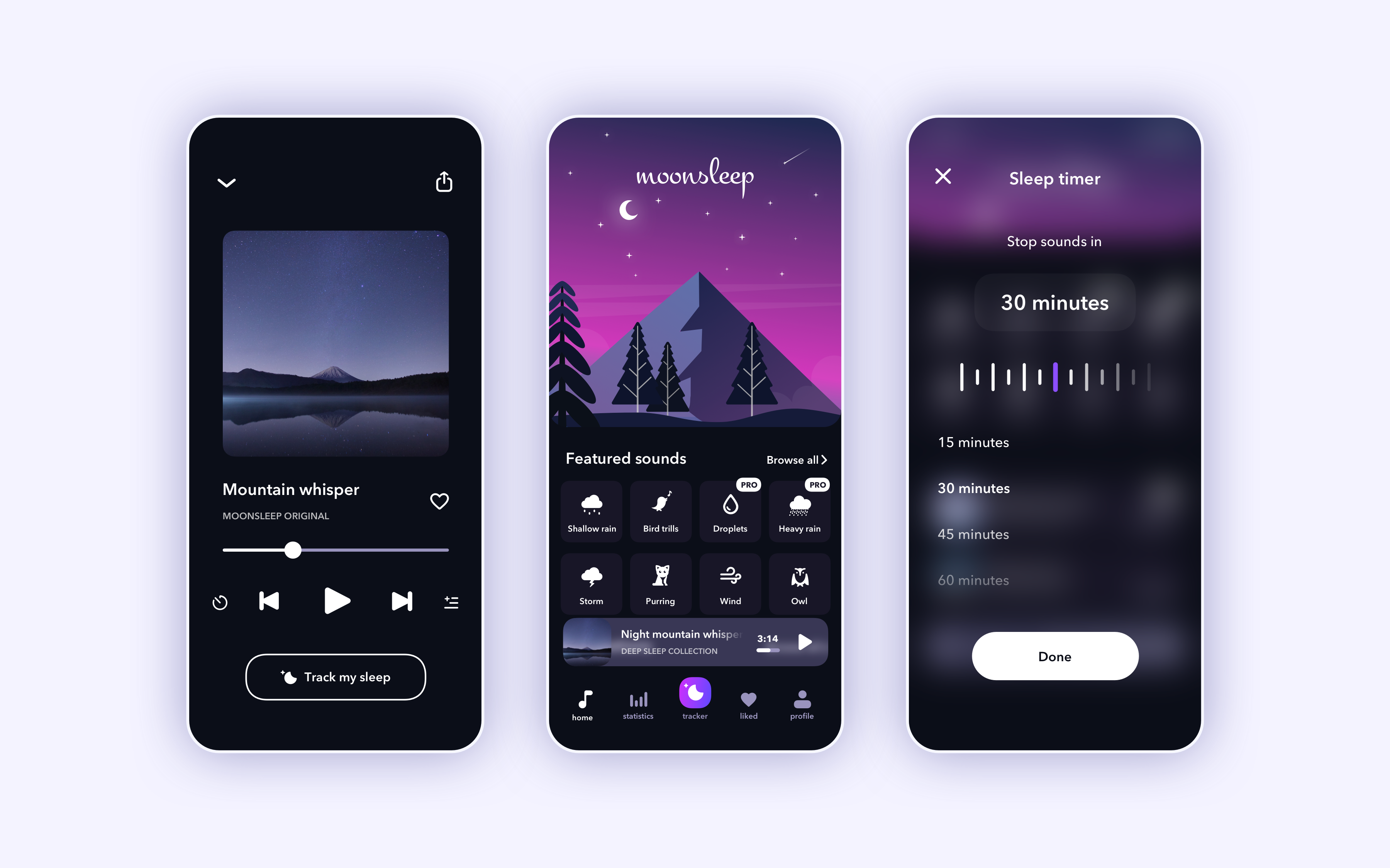 MoonSleep app illustration meditation minimal sleep sleeping ui ux