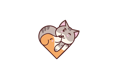 Cat And Dog Pet Love Logo branding cat dog logo love petshop