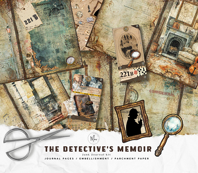 The Detective's memoir , a sherlock holmes inspired junk journal ephemera graphic design junk journal scrapbook sherlock holmes