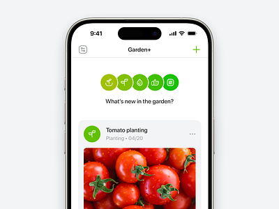 Garden+ : Home screen app calendar card garden header icon ios iphone mobile patch perma permaculture planting screen sowing swiftui tomato track tracker vegetable