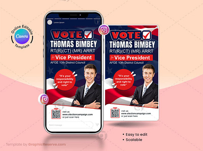 Election Campaign Vice President Instagram Banner Canva Template political instagram story