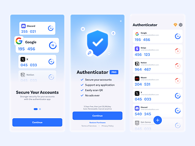 Authenticator App UI app authenticator design interface onboarding premium pro ui ux