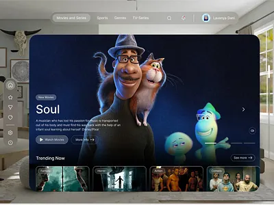 Apple Vision Pro: Online movie website UI design. apple apple vision pro applevisionpro ar ar vr figma illustration mixed realtity ui ui design uidesign