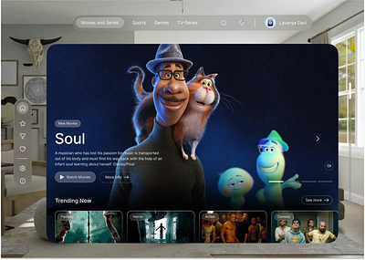 Apple Vision Pro: Online movie website UI design. apple apple vision pro applevisionpro ar ar vr figma illustration mixed realtity ui ui design uidesign