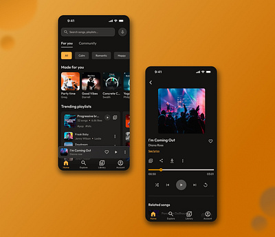 Music playlist sharing app app design concept indianapp music playlist sharing ui design uiux