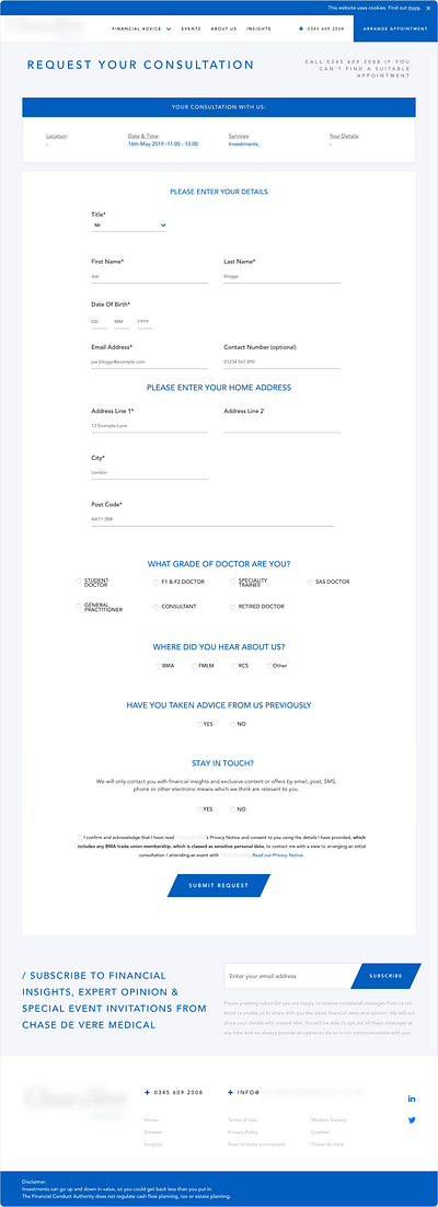 Consultation Form design form ui ux