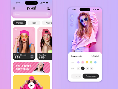 Online clothing store App 💜 app branding clothing store colors fashion ios online shopping ui ux