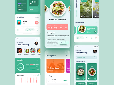 Vegeat – Healthy Food iOS App Design app design dietary figma figma template figma ui food health food mobile app healthy food ios app minimalist modern peterdraw recipe app ui ui design uiux user interface web design website website design