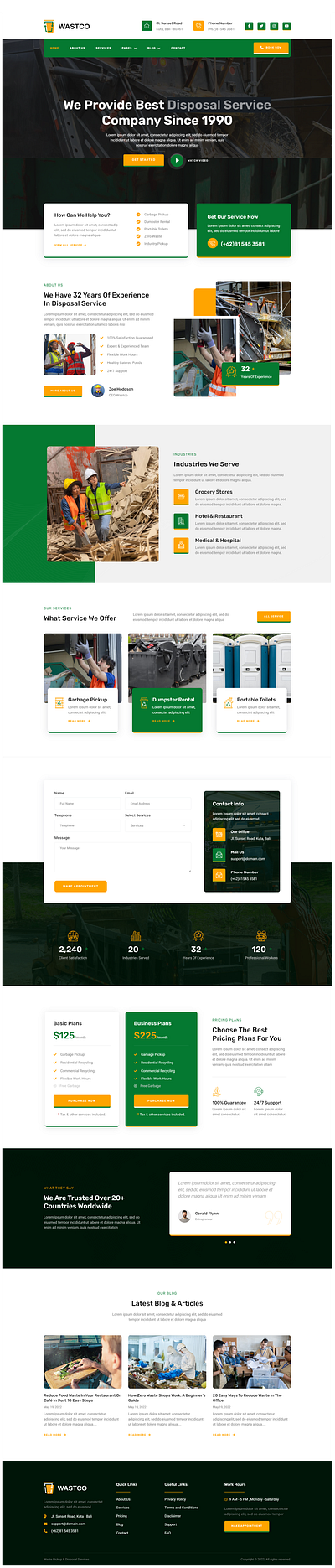 Waste Industry Website branding design graphic design ui ux website wordpress