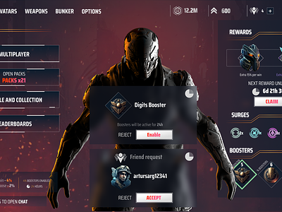 Shooter Main Menu game ui gradient graphic design ui uiux