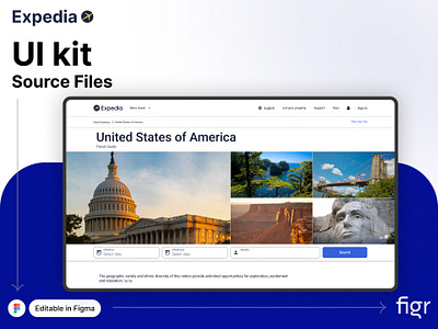 Make Expedia UI your own booking app branding design editable expedia figma figma editable free kit landing page mockup teavel booking template travel website ui ui ux web app web design website website design