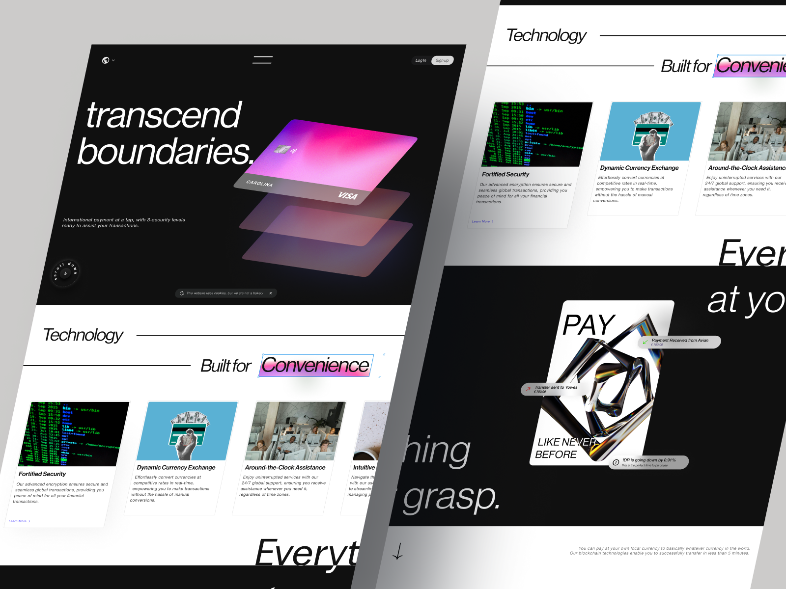 Payment Portal Website clean design desktop finance financial gradient landing page modern monochrome payment portal ui uiux ux website