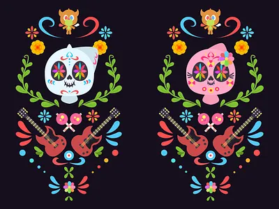 Avill’s Dia de muertos angel candy character design color cute devill flower graphic design guiter illustration mexico pop