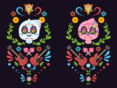 Avill’s Dia de muertos angel candy character design color cute devill flower graphic design guiter illustration mexico pop