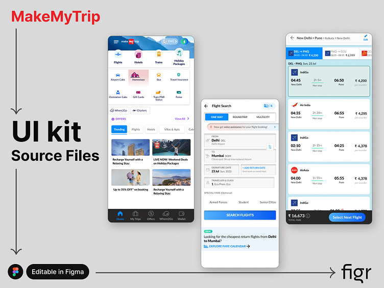 Make MakeMyTrip UI your own by Figr Design on Dribbble