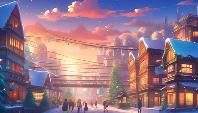Winter City (Colorful) animation art city colors graphic design life manzobeat winter