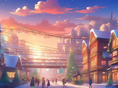 Winter City (Colorful) animation art city colors graphic design life manzobeat winter