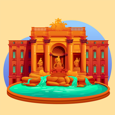 Trevi fountain concept illustration vector