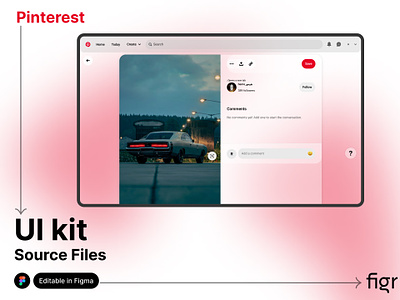 Make Pinterest UI your own branding design editable figma figma editable free glass morohism glass ui glass website kit landing page modern ui pinterest pinterest design template ui ui ux web app web design website