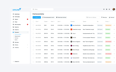 CRM Accounts app blue crm dashboard design figma product design sidebar ui user interface ux