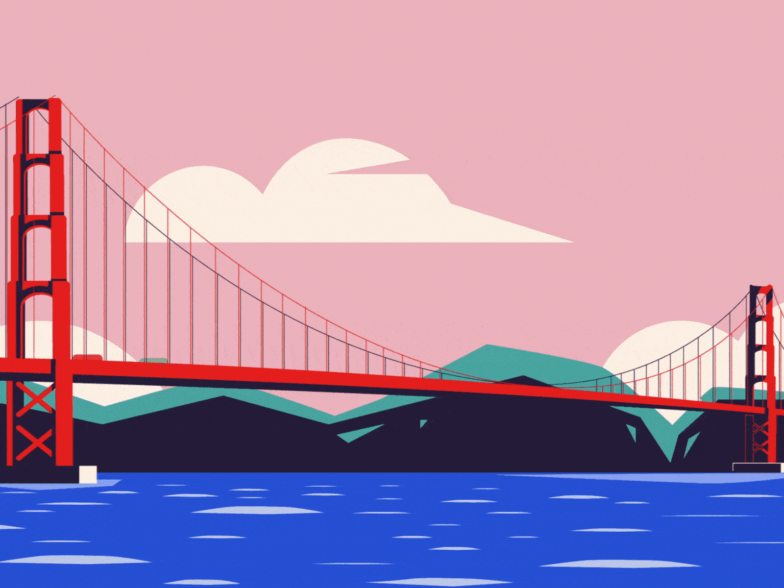 A day in San Francisco animation art bridge clouds color drawing san francisco vector whater