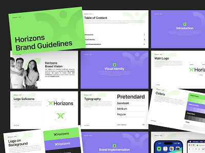 Horizons - Healthcare Branding appointment brand brand book brand guidelines brand manual branding doctor green healthcare logo purple style guide typography visual visual identity
