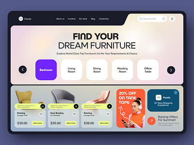 Furniture website design interface product service startup ui ux web website
