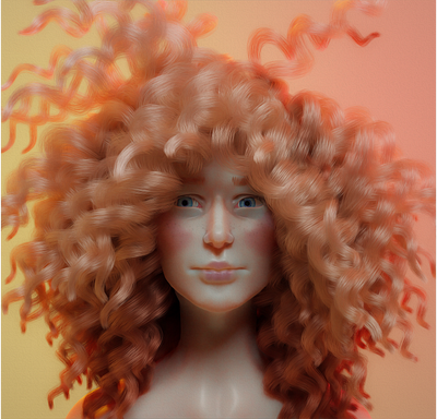 Curly girl Blender 3d 3d art 3d model blender character design design illustration render