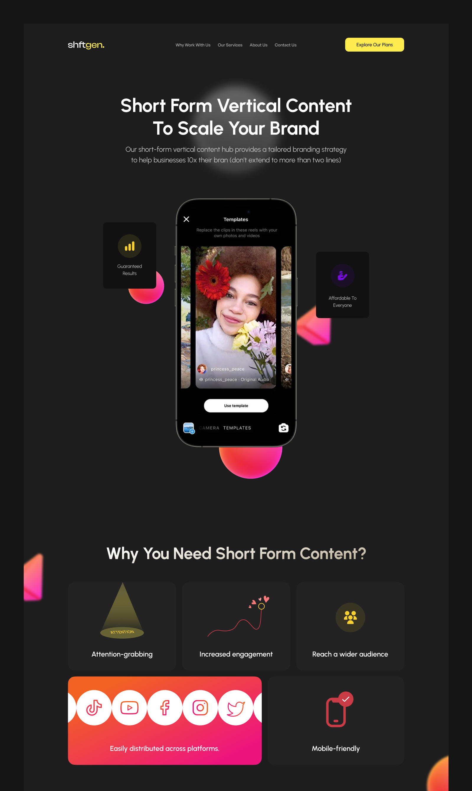 Shftgen - Social Media Agency UI UX Landing Page Design agency agency landing page agency ui design agency ui ux design agency website branding agency branding agency design branding website creative agency digital agency digital agency website landing page marketing agency marketing website saas saas landing page social media agency website ui ui design ui ux design