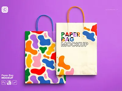 Paper Bag Mockup bag carry customizable design eco friendly graphic handle isolated merchandise mockup paper presentation retail shopping store template