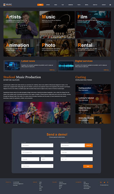 Music Production Website 3d animation app design app ui app ux branding graphic design landing page landing page ui logo motion graphics ui ui design uiux uiux design ux ux design web ui web ux website design