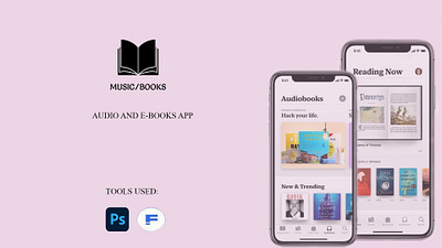 Case audio and e-books app branding graphic design logo motion graphics ui