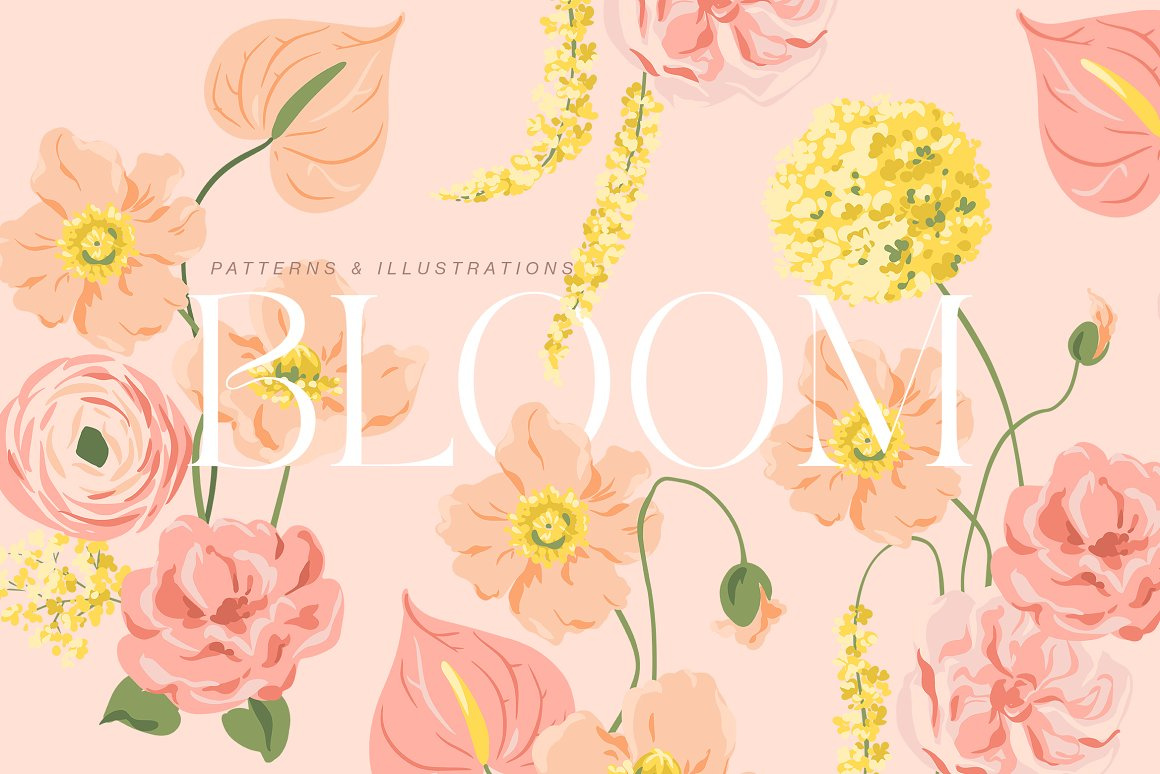 Bloom Vector Illustration & Patterns blooming border botanical bouquet floral floral wreath florist flowers garden illustration seamless pattern spring summer vector vector flowers wedding wedding bouquet