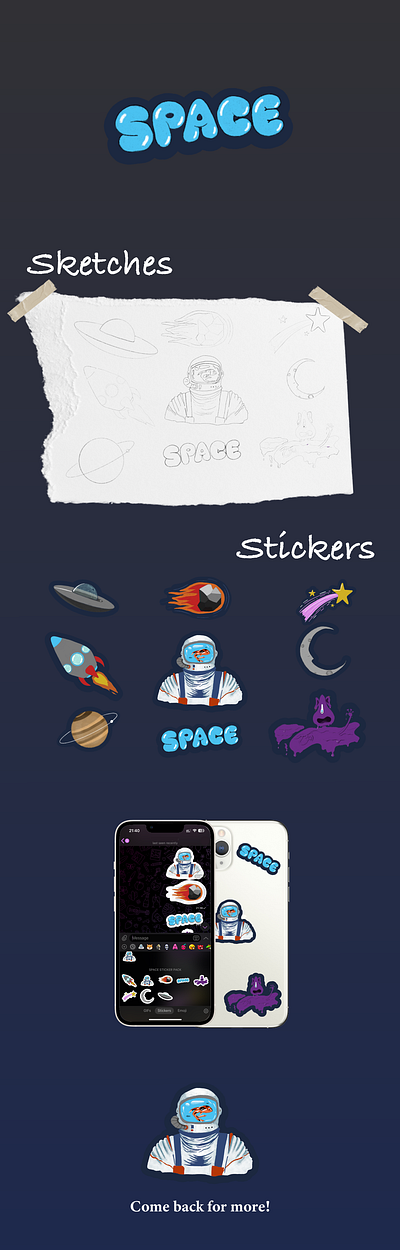 Space sticker pack design graphic design illustration typography vector