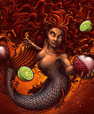 Mermaid - Illustration for craft beer label branding design illustration oleggert