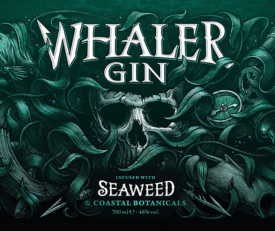 Whaler gin illustration oleggert sea skull whaler gin