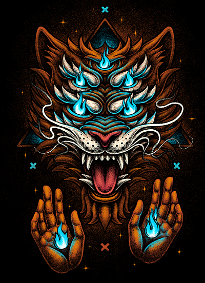Fire tiger animal illustration oleggert tiger