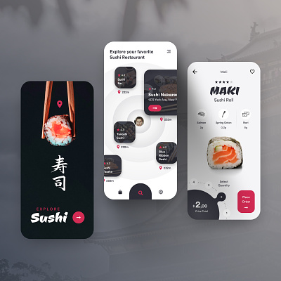 // 🍙 SUSHI 🍙 // App Design Concept app concept design digital interface mobile product design sushi ui ux web