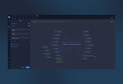 Node graph connection dark theme dark ui data data visualisation graph interface links minimalism modern networks nodes search undirected graph