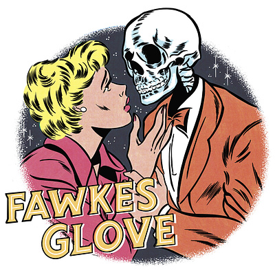 Fawkes Glove Shirt Design graphic design illustration retro art retro design screenprint shirt design vintage comic art vintage comic design