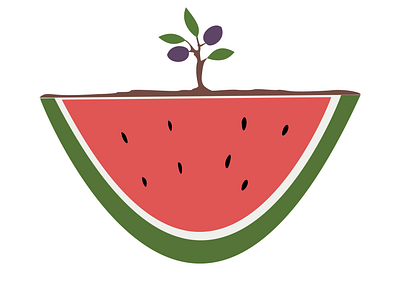 Watermelon with Olive tree design (vector) ceasefire design illustration logo olivetree palestine ux vector watermelon