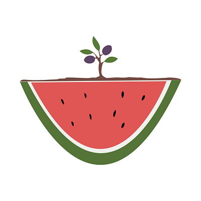Watermelon with Olive tree design (vector) ceasefire design illustration logo olivetree palestine ux vector watermelon